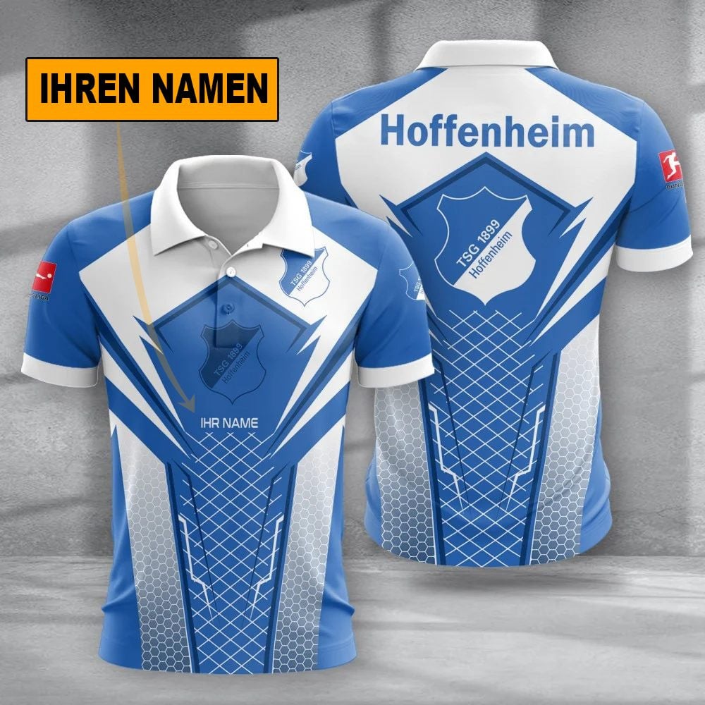 TSG 1899 Hoffenheim Poloshirt Sportliches Alltags Design mit individuellem Namen Vollflächig Bedruckt
