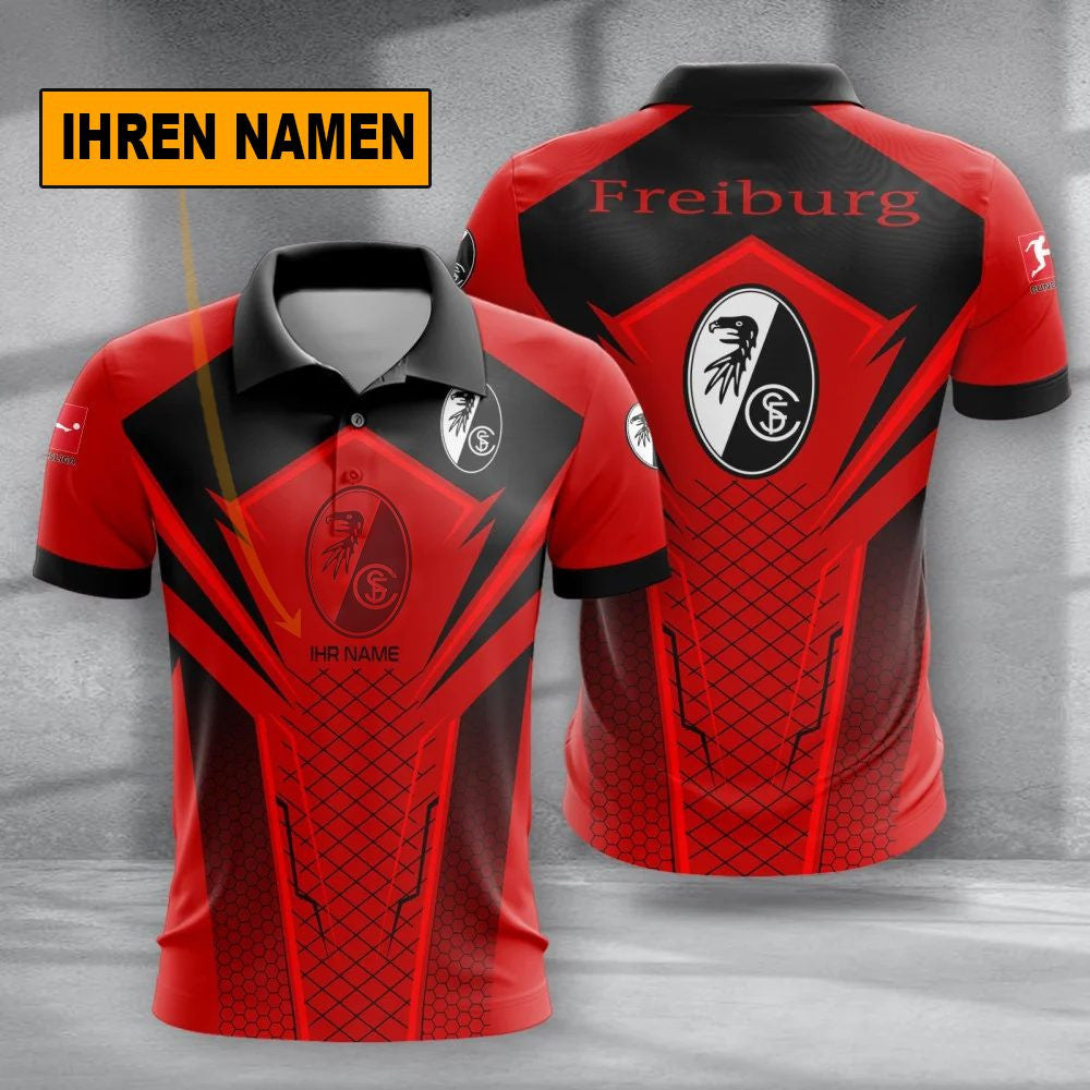 SC Freiburg Poloshirt Alltagsstil Design Vollflächig Bedruckt mit individuellem Namen