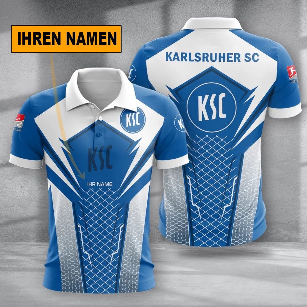 Karlsruher SC Poloshirt Alltagsstil Design Vollflächig Bedruckt mit individuellem Namen
