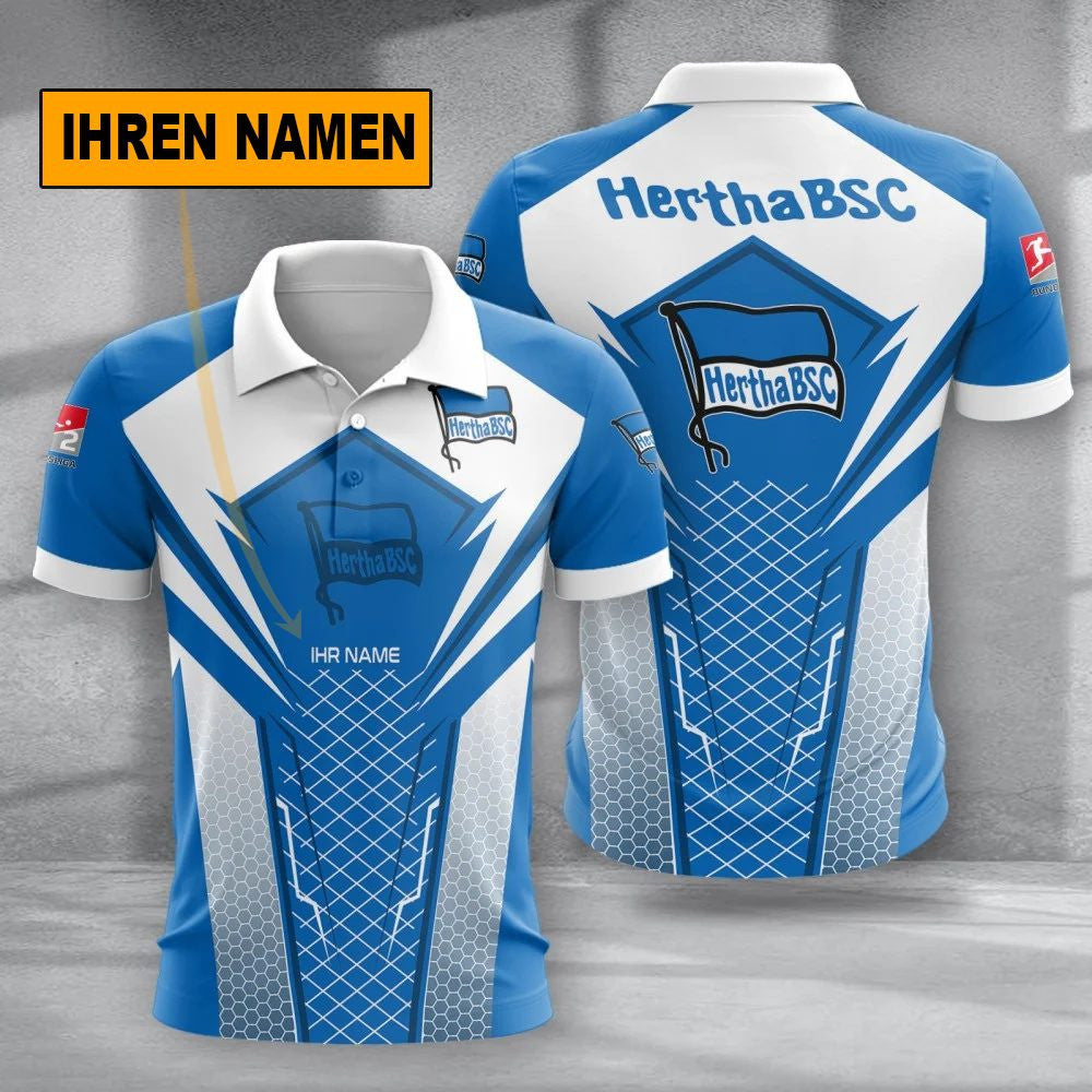 Hertha BSC Poloshirt Alltagsstil Design Vollflächig Bedruckt mit individuellem Namen