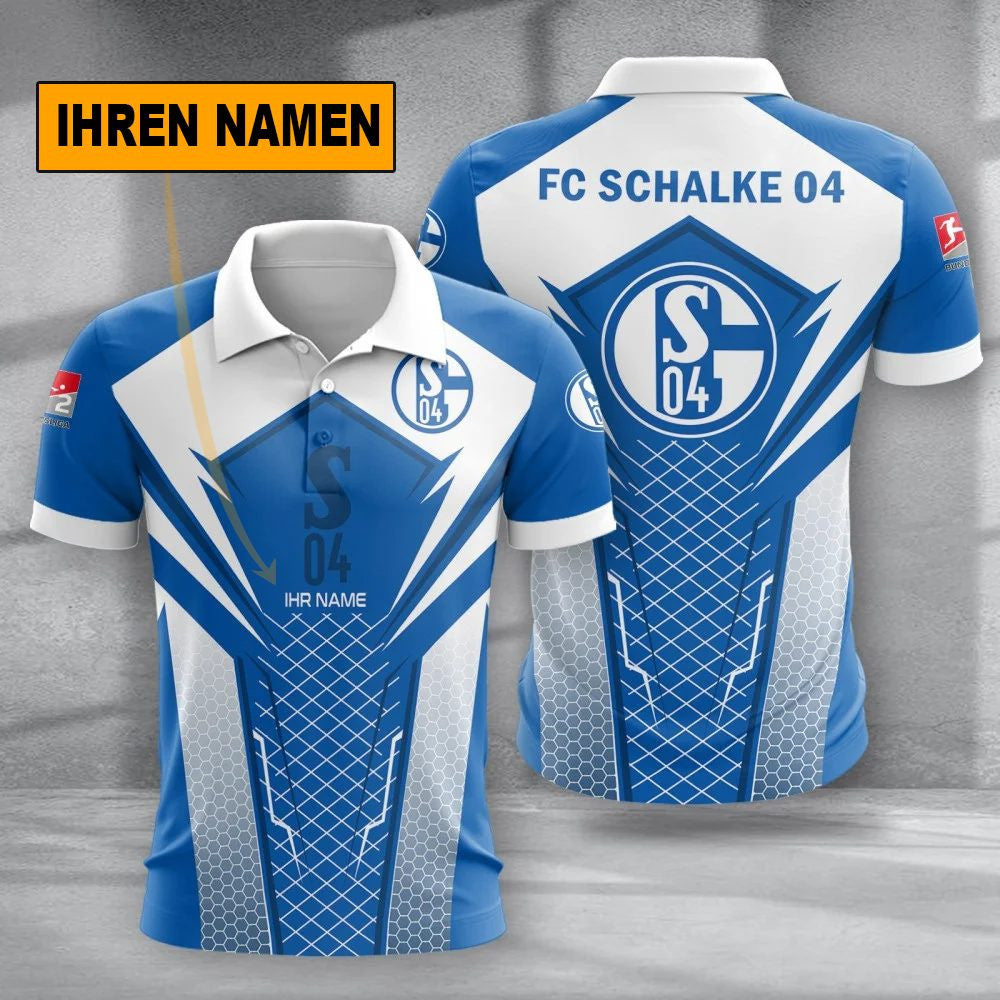 FC Schalke 04 Poloshirt Sportliches Alltags Design mit individuellem Namen Vollflächig Bedruckt