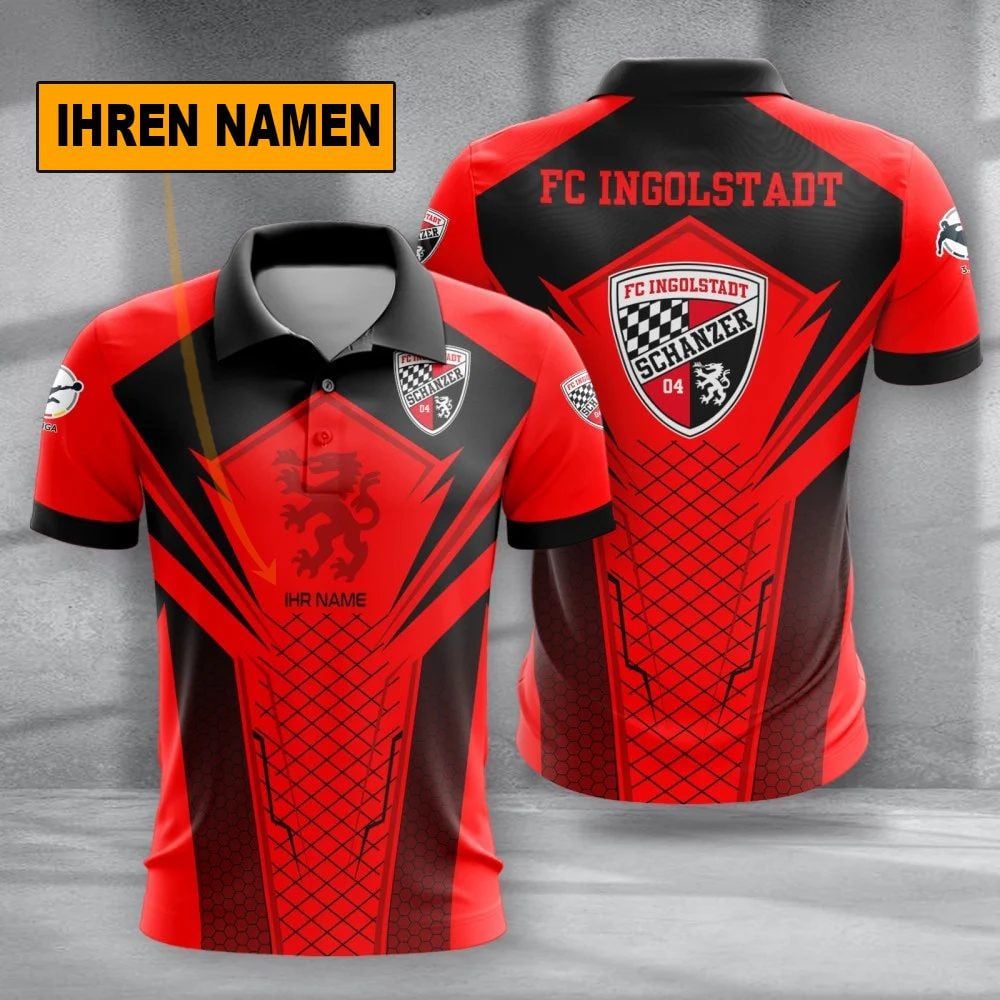 FC Ingolstadt 04 Poloshirt Sportliches Alltags Design mit individuellem Namen Vollflächig Bedruckt