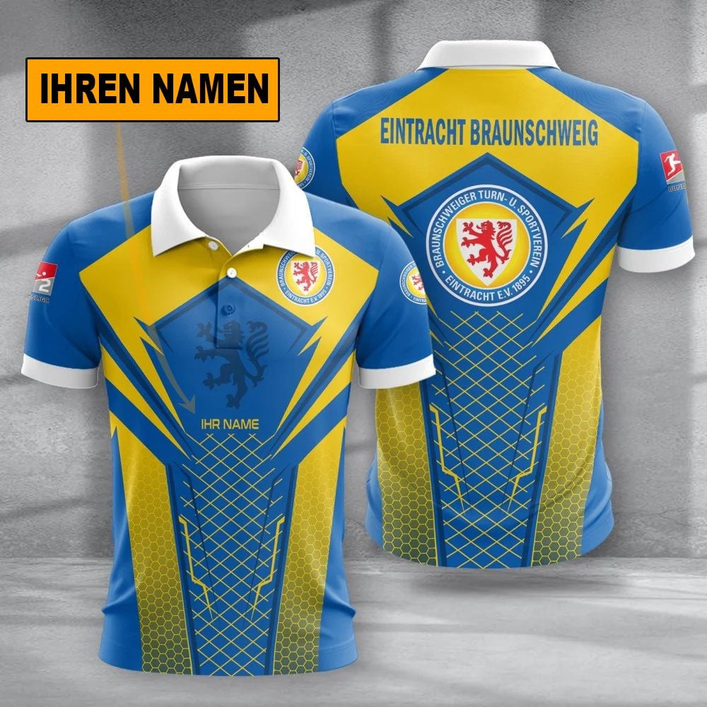 Eintracht Braunschweig Poloshirt Alltagsstil Design Vollflächig Bedruckt mit individuellem Namen