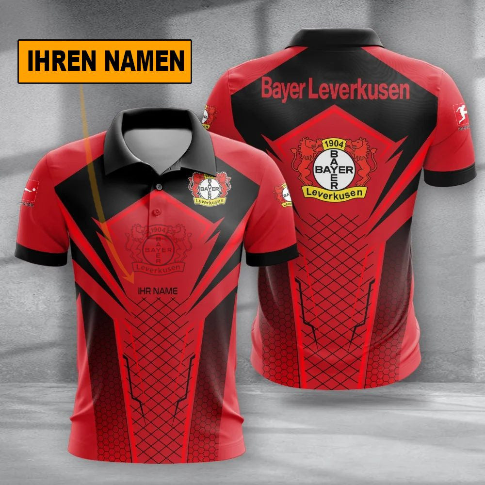 Bayer 04 Leverkusen Poloshirt Sportliches Alltags Design mit individuellem Namen Vollflächig Bedruckt