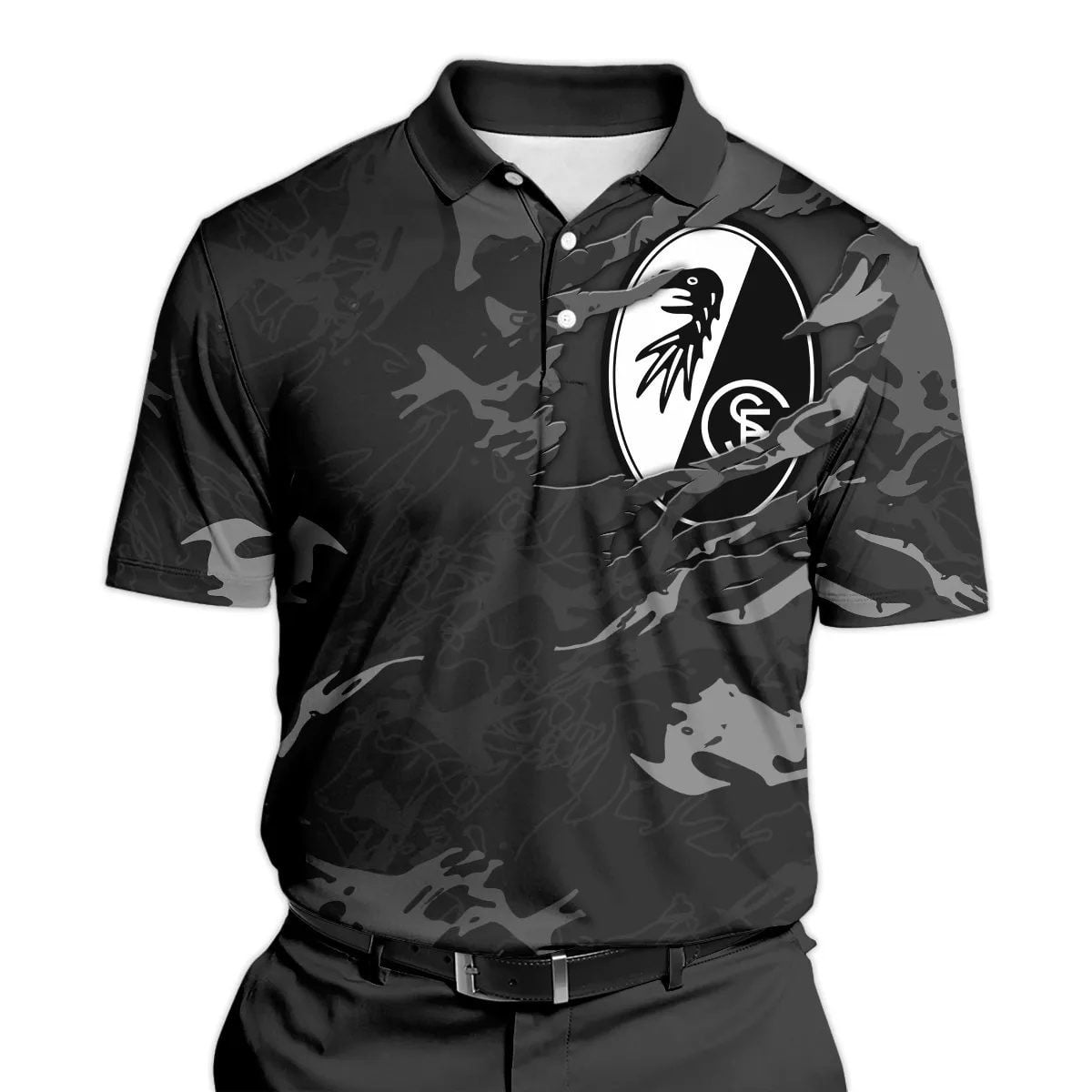 SC Freiburg Poloshirt Neuer Stil Vollflächig Bedruckt