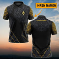 SV Werder Bremen Poloshirt Blumen Design Vollflächig Bedruckt mit individuellem Namen Schwarz
