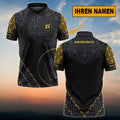 Karlsruher SC Poloshirt Blumen Design Vollflächig Bedruckt mit individuellem Namen Schwarz