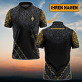 Borussia Mönchengladbach Poloshirt Blumen Design Vollflächig Bedruckt mit individuellem Namen Schwarz