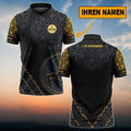 FC Nürnberg Poloshirt Blumen Design Vollflächig Bedruckt mit individuellem Namen Schwarz