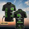 VfL Wolfsburg Poloshirt Schädel Design Vollflächig Bedruckt mit individuellem Namen Schwarz