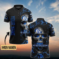 FC Schalke 04 Poloshirt Schädel Design mit individuellem Namen Vollflächig Bedruckt Schwarz