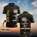 Eintracht Braunschweig Poloshirt Schädel Design Vollflächig Bedruckt mit individuellem Namen Schwarz