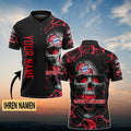 Bayern München Poloshirt Schädel Design mit individuellem Namen Vollflächig Bedruckt Schwarz