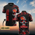 FC Union Berlin Poloshirt Schädel Design mit individuellem Namen Vollflächig Bedruckt Schwarz