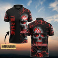 FC Kaiserslautern Poloshirt Schädel Design mit individuellem Namen Vollflächig Bedruckt Schwarz
