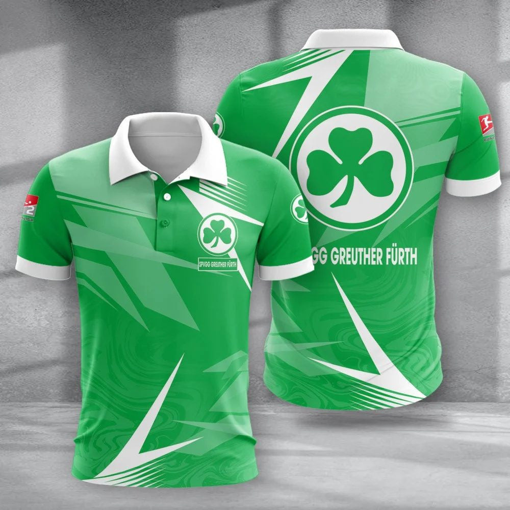 SpVgg Greuther Fürth Poloshirt Batik Design Vollflächig Bedruckt Grün