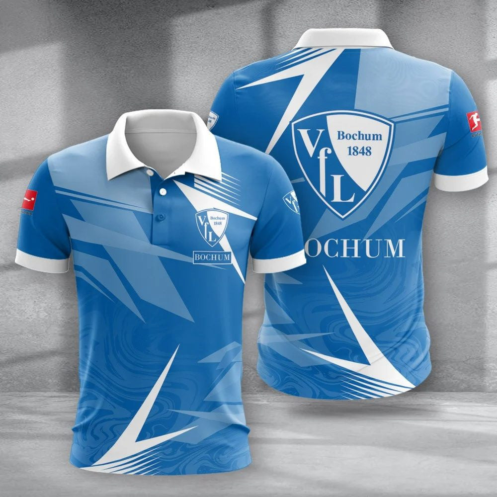 VfL Bochum 1848 Poloshirt Batik Design Vollflächig Bedruckt Blau
