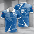 Karlsruher SC Poloshirt Batik Design Vollflächig Bedruckt Blau