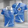 Hamburger SV Poloshirt Batik Design Vollflächig Bedruckt Blau