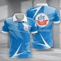 FC Hansa Rostock Poloshirt Batik Design Vollflächig Bedruckt Blau