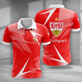 VfB Stuttgart Poloshirt Batik Design Vollflächig Bedruckt Rot