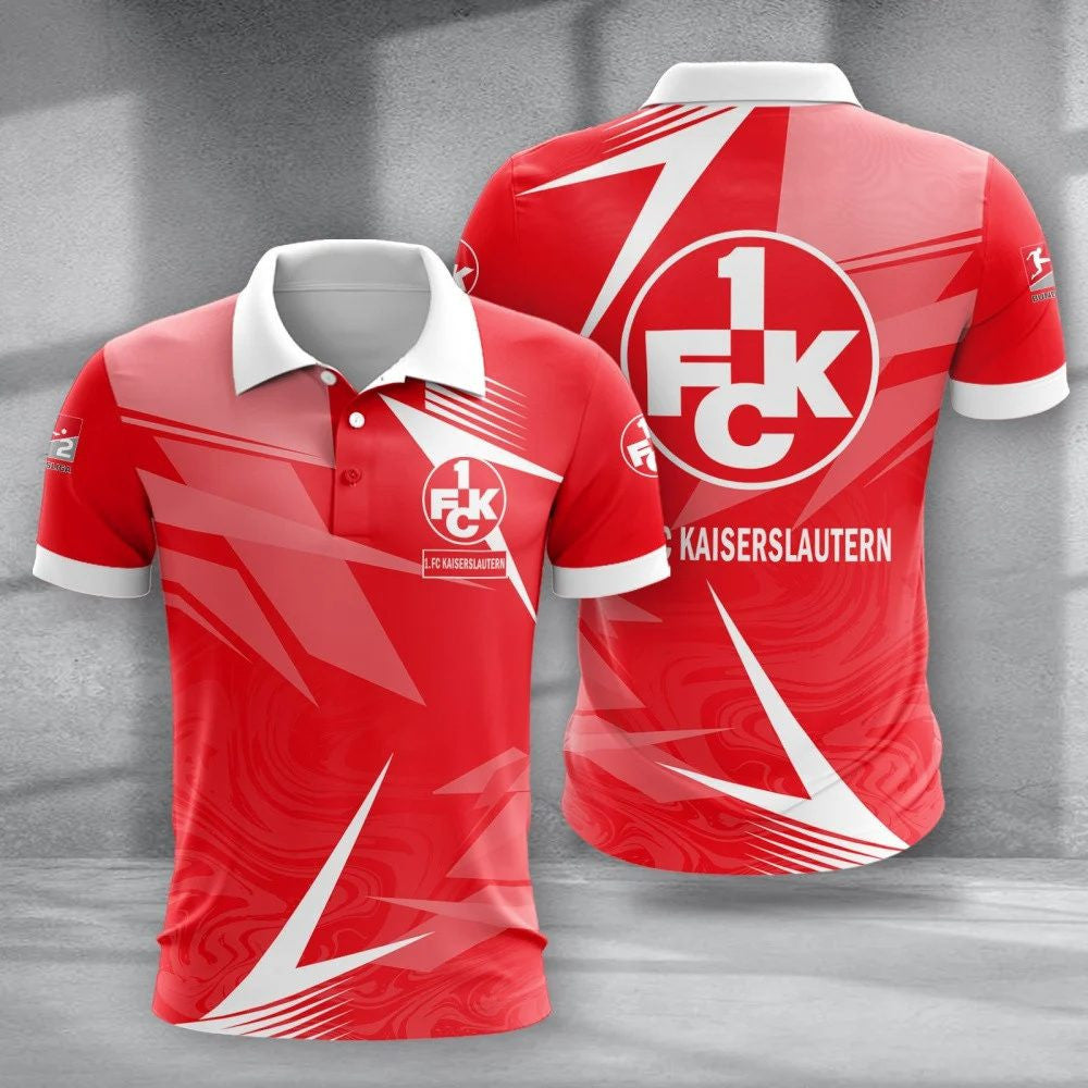 FC Kaiserslautern Poloshirt Batik Design Vollflächig Bedruckt Rot