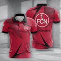 FC Nürnberg Poloshirt Batik Design Vollflächig Bedruckt Rot