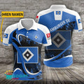 Hamburger SV Poloshirt Weiche Kurven Design mit individuellem Namen Blau