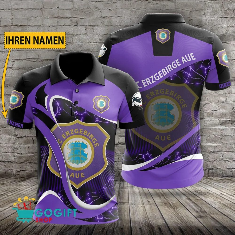 FC Erzgebirge Aue Poloshirt Weiche Kurven Design mit individuellem Namen Lila