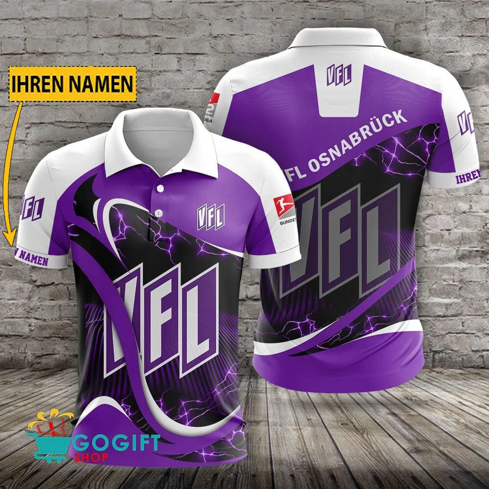 VfL Osnabrück Poloshirt Weiche Kurven Design mit individuellem Namen Lila