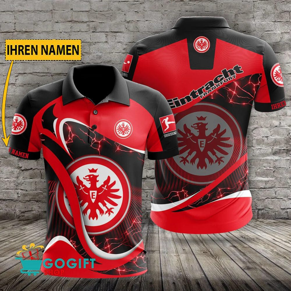 Eintracht Frankfurt Poloshirt Weiche Kurven Design mit individuellem Namen Rot