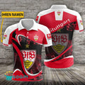 VfB Stuttgart Poloshirt Weiche Kurven Design mit individuellem Namen Rot