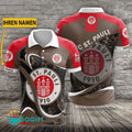 FC St. Pauli Poloshirt Sportliches Weiche Kurven Design mit individuellem Namen Braun