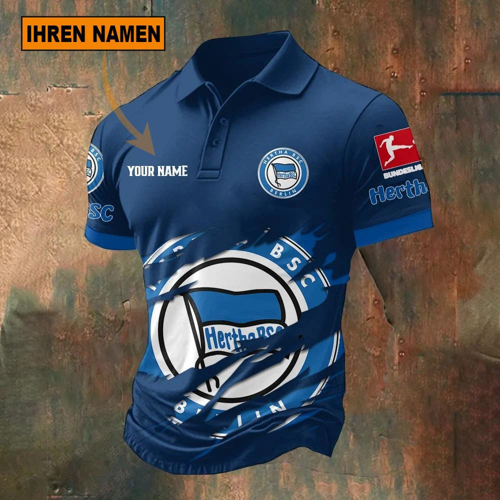 Hertha BSC Poloshirt Riss Design Neue Edition mit individuellem Namen