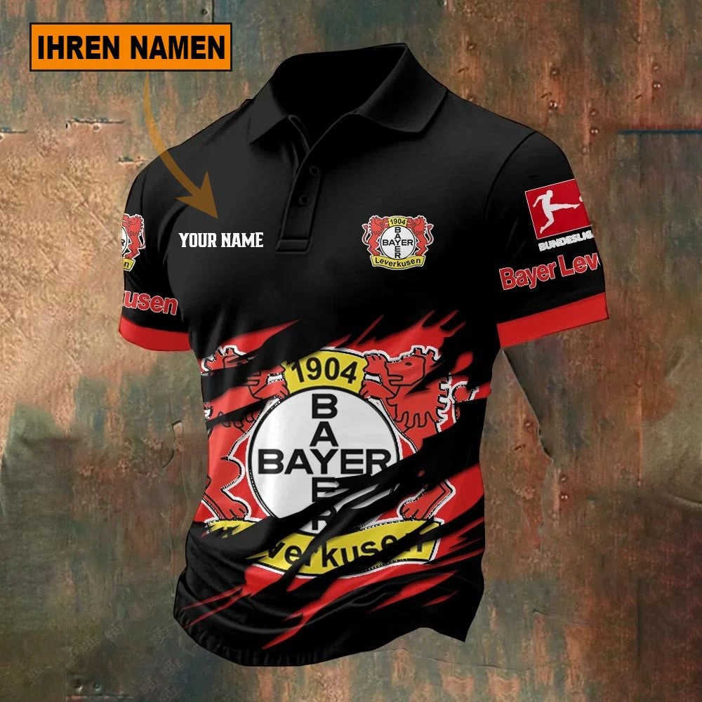 Bayer 04 Leverkusen Poloshirt Riss Design Neue Edition mit individuellem Namen