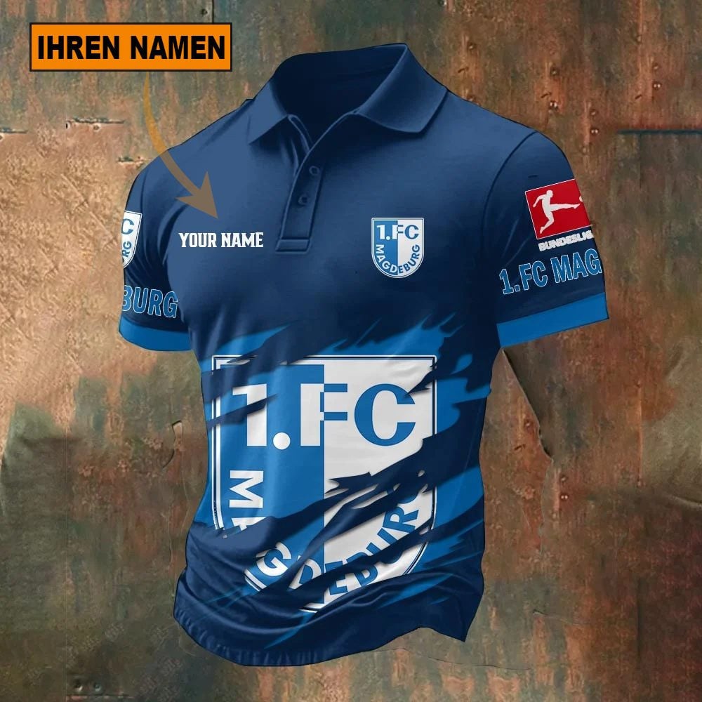 FC Magdeburg Poloshirt Riss Design Neue Edition mit individuellem Namen