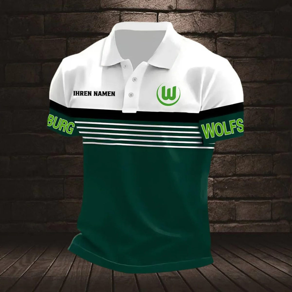 VfL Wolfsburg Poloshirt mit individuellem Namen Neuer Stil Gestreift