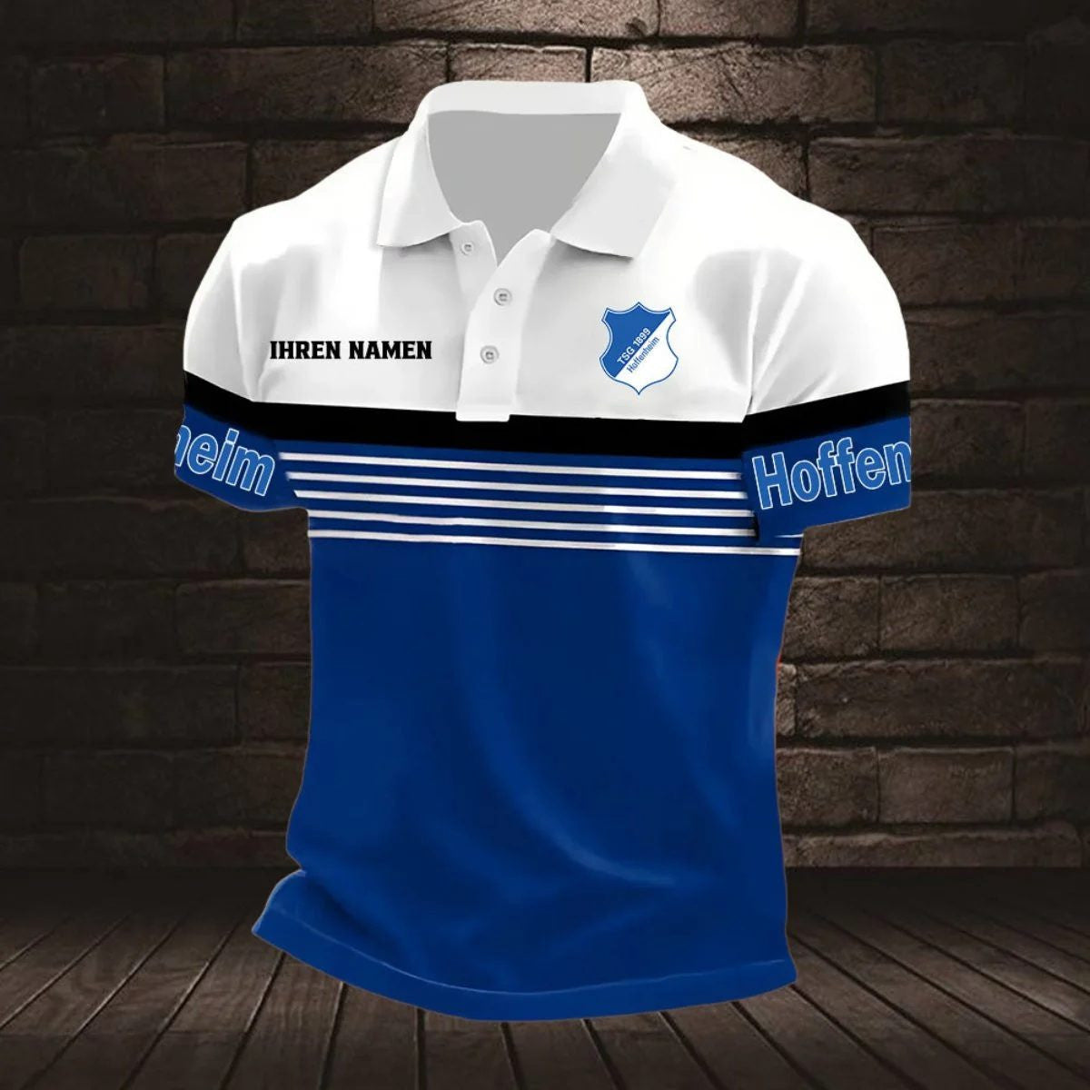 TSG 1899 Hoffenheim Poloshirt Streifen Design Neuer Stil mit individuellem Namen