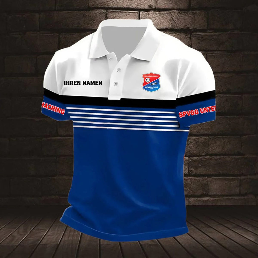 SpVgg Unterhaching Poloshirt mit individuellem Namen Neuer Stil Gestreift