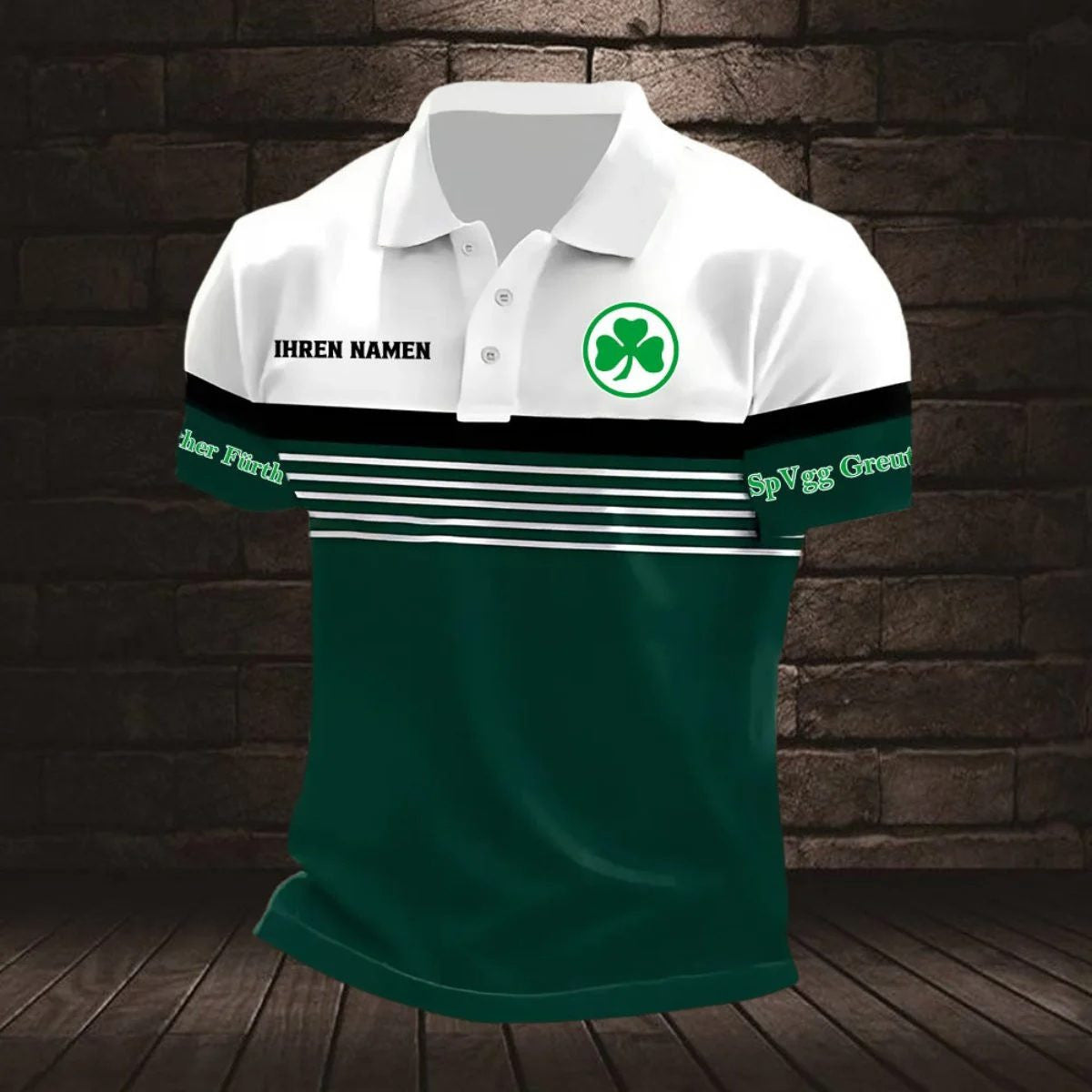 SpVgg Greuther Fürth Poloshirt Streifen Design Neuer Stil mit individuellem Namen