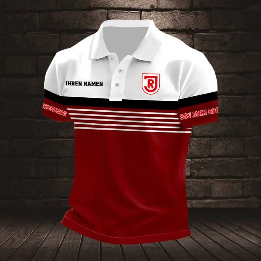 SSV Jahn Regensburg Poloshirt Streifen Design Neuer Stil mit individuellem Namen