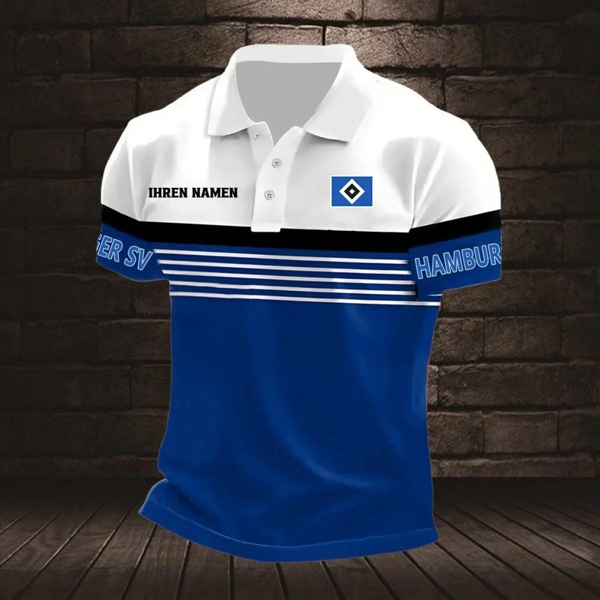 Hamburger SV Poloshirt mit individuellem Namen Neuer Stil Gestreift