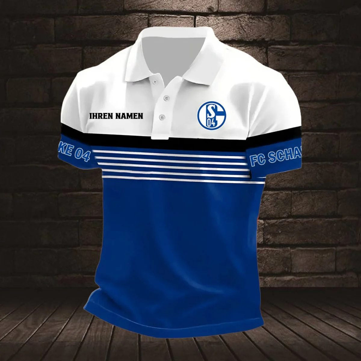 FC Schalke 04 Poloshirt Streifen Design Neuer Stil mit individuellem Namen