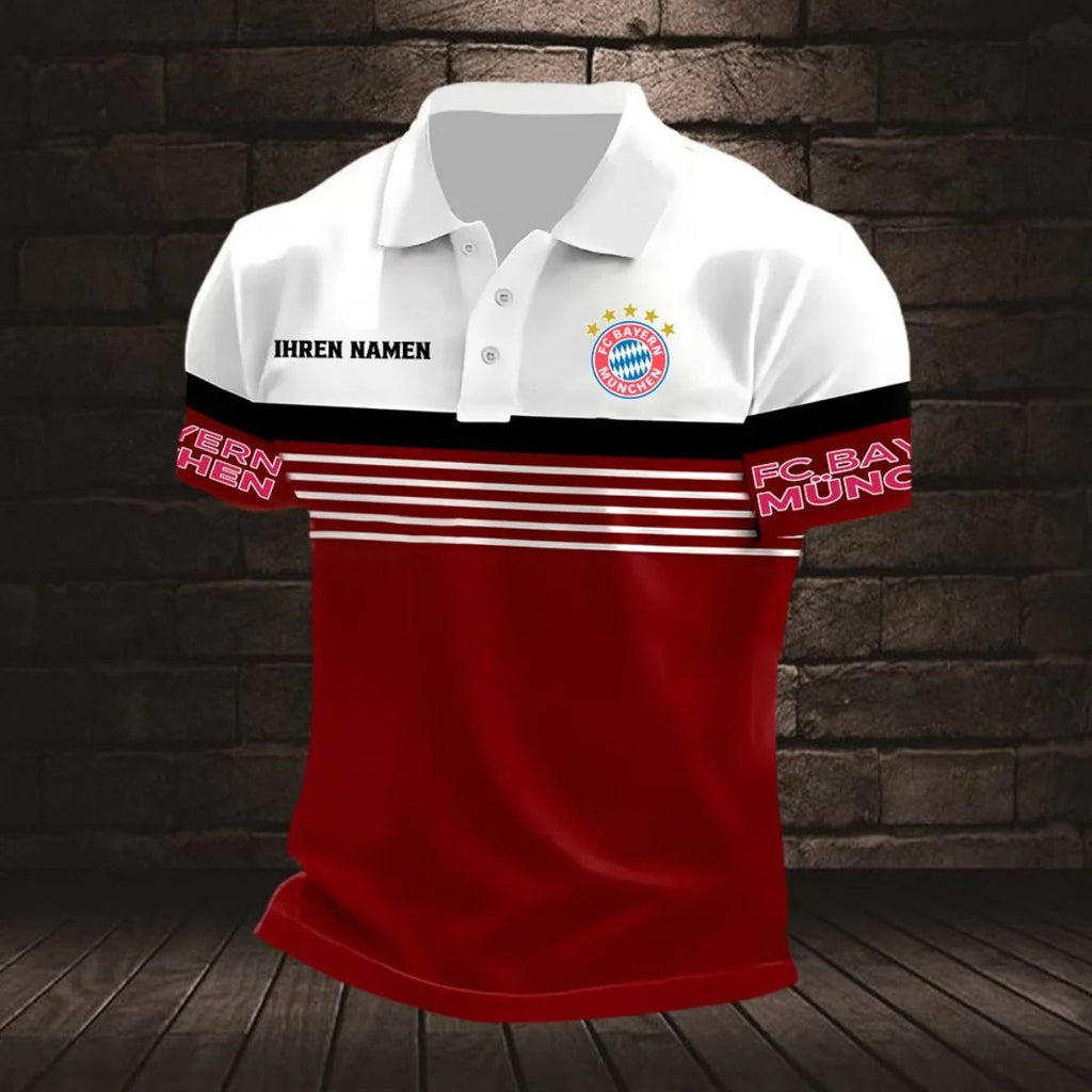Bayern München Poloshirt mit individuellem Namen Neuer Stil Gestreift