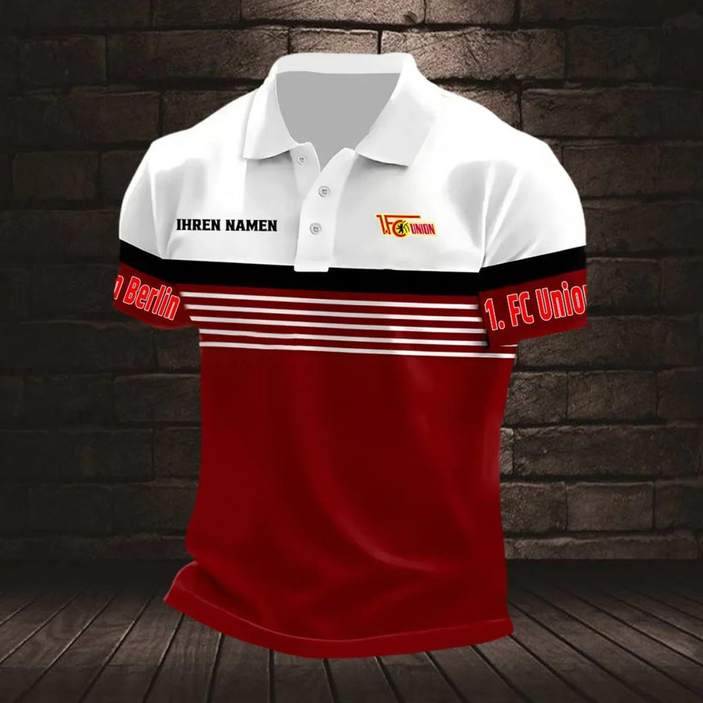 FC Union Berlin Poloshirt Neuer Stil Gestreift mit individuellem Namen