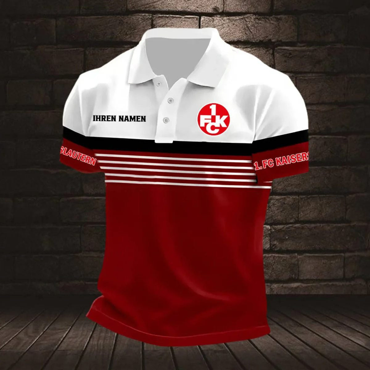 FC Kaiserslautern Poloshirt Streifen Design Neuer Stil mit individuellem Namen