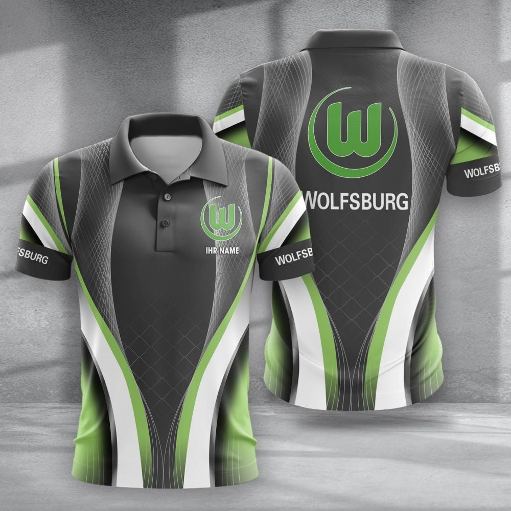 VfL Wolfsburg Poloshirt mit individuellem Namen Neue Version Grau
