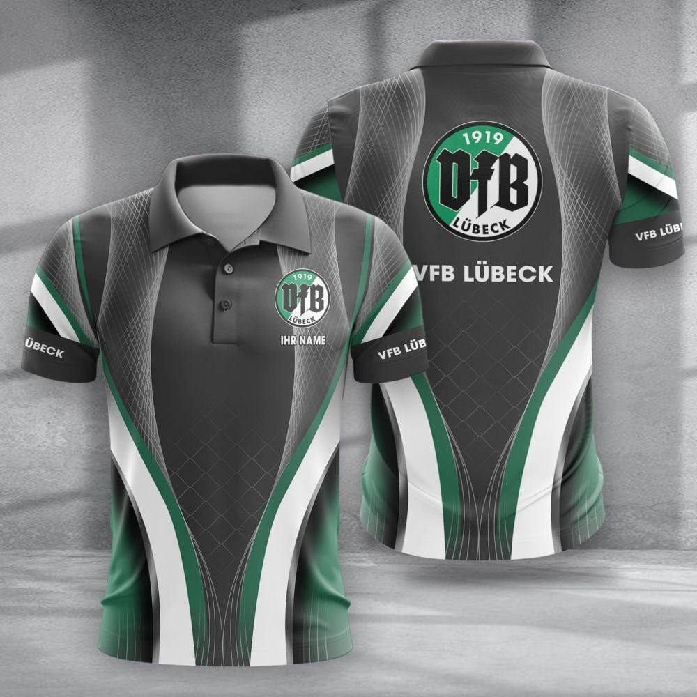 VfB Lübeck Poloshirt mit individuellem Namen Neue Version Grau