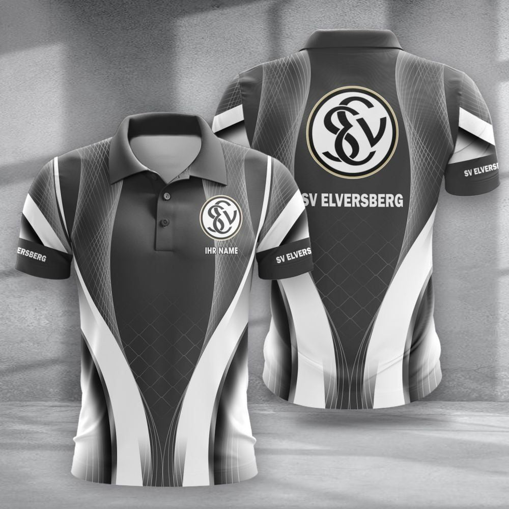 SV Elversberg Poloshirt mit individuellem Namen Neue Version Grau