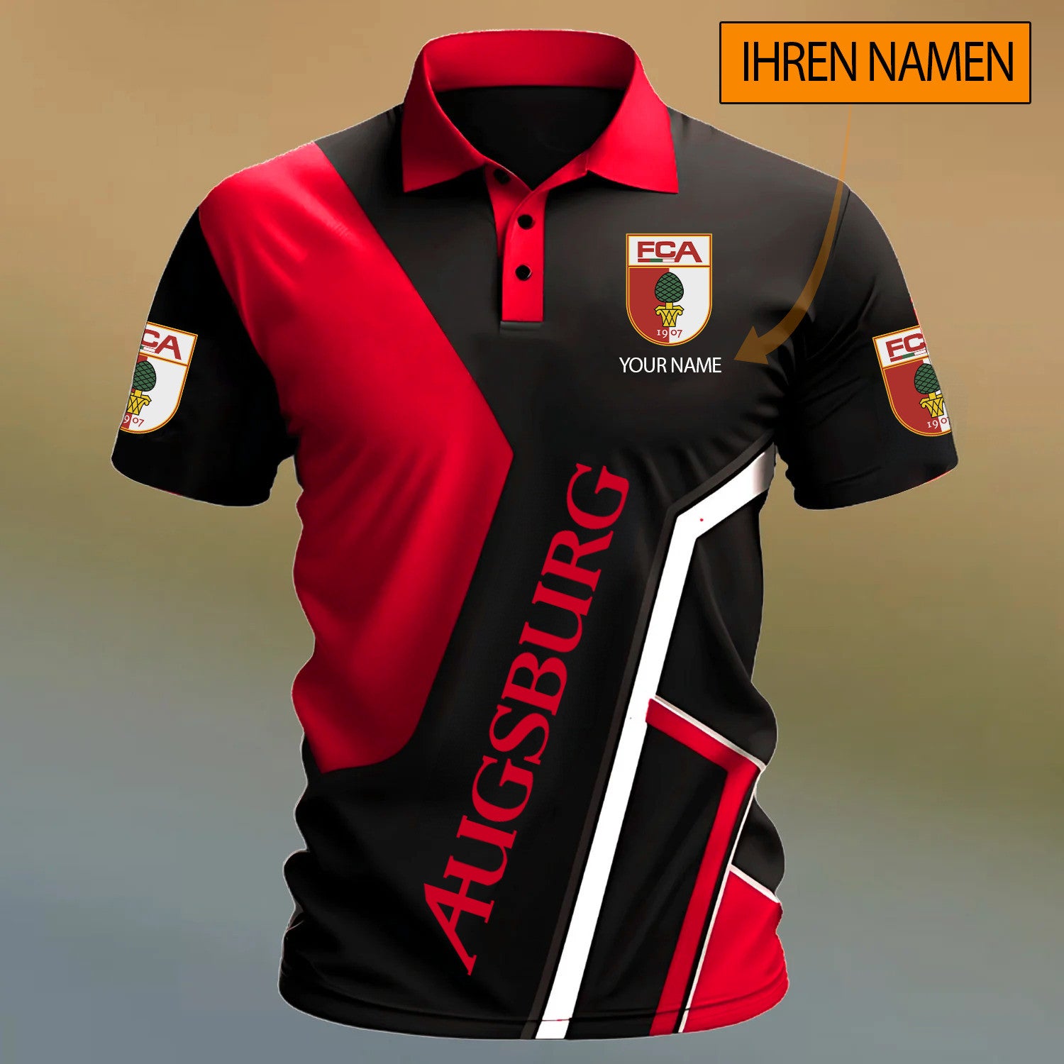 FC Augsburg Poloshirt Sonderedition mit individuellem Namen